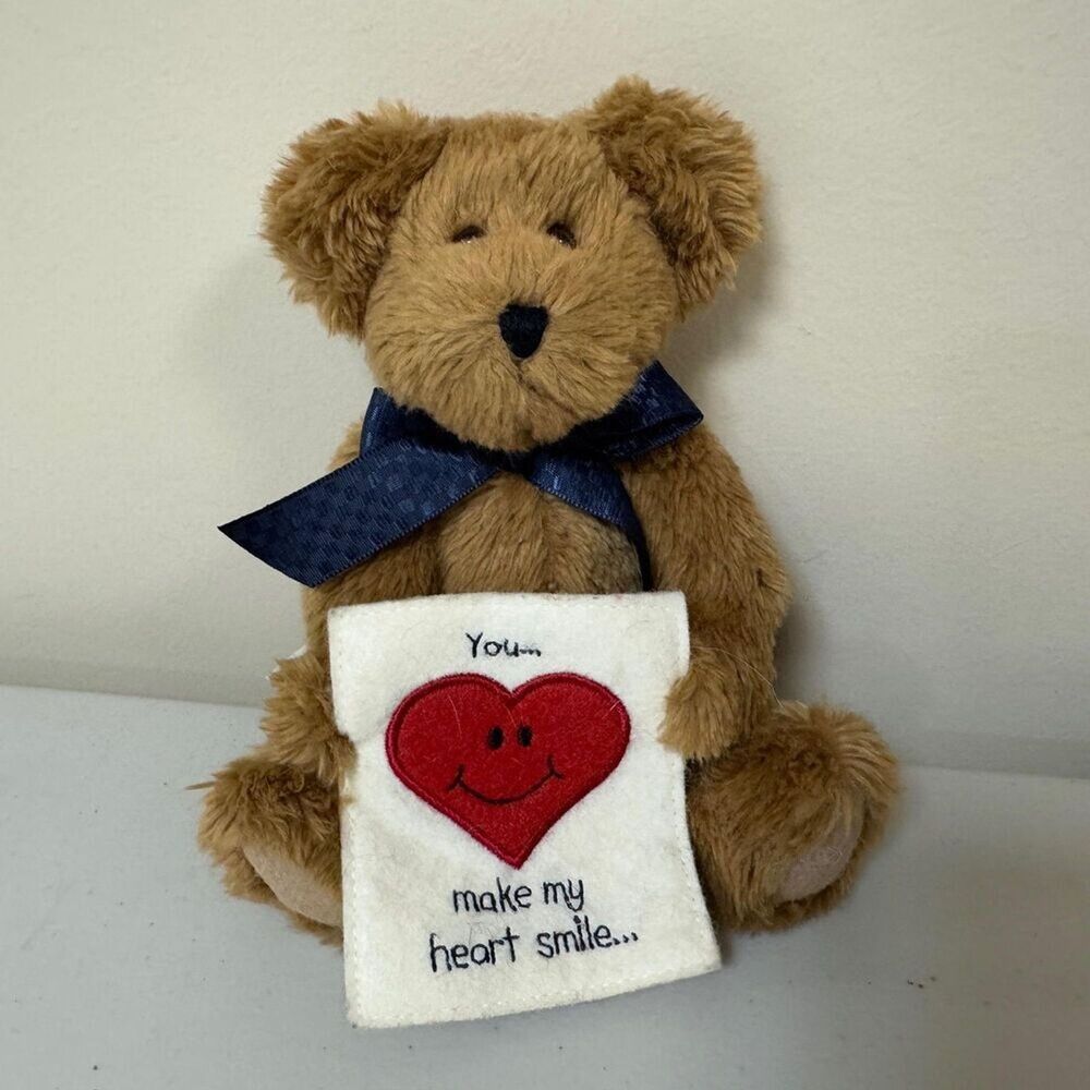 Vtg Boyds Head Bean Collection Teddy Bear You Make My Heart Smile Stuffed Animal